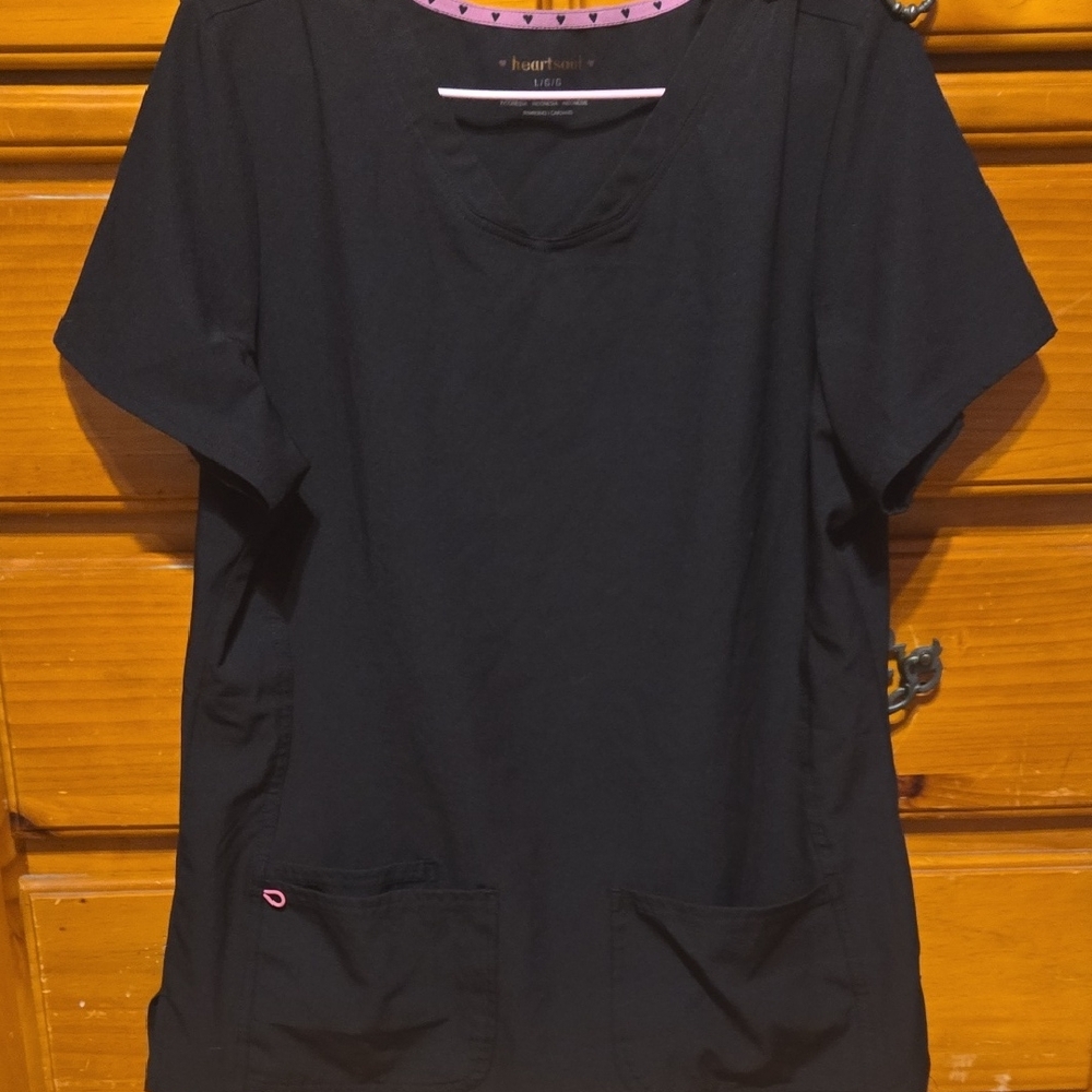 Black Short Sleeve Women's Scrub Top